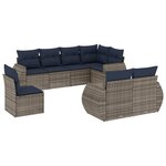 vidaXL Salon de jardin 8 Pièces avec coussins gris résine tressée