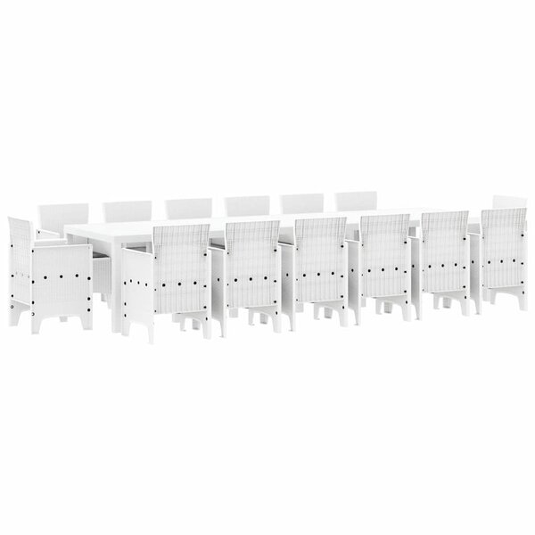 vidaXL Ensemble de salle à manger pour jardin 15 Pièces Blanc Rattan Polt