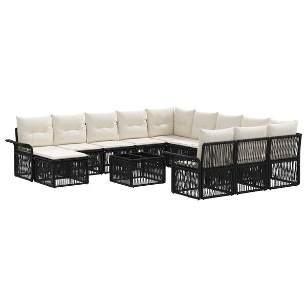 vidaXL Ensemble de canapé de jardin 13 Pièces Noir et blanc crème