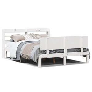 vidaXL Cadre de lit avec tête de lit sans matelas blanc 120x190 cm