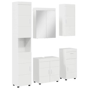 vidaXL Ensemble de mobilier de salle de bain TULUM Blanc brillant