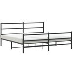 vidaXL Cadre de lit métal sans matelas avec pied de lit noir 183x213cm