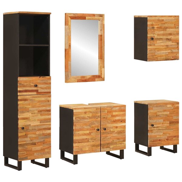 vidaXL Ensembles de salle de bain 5 Pièces Naturel Bois de mangue massif