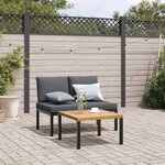 vidaXL Salon de jardin 2 Pièces avec coussins noir aluminium