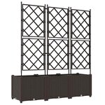 vidaXL Bac à fleurs avec Treillis 3 Pièces Marron 120 x 40 x 143 cm PP