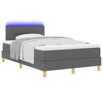 vidaXL Lit à ressort LED avec matelas Gris foncé 120 x 190 cm tissu