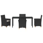 vidaXL Ensemble de Salle à Manger de Jardin 5 Pièces avec Coussins Noir Poly Rattan