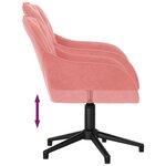 Chaise fauteuil siège pivotante de bureau informatique étude velours rose 02_0024170