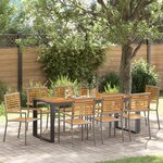 Ensemble de salle à manger de jardin de 9 pièces vidaXL Gris poly rattan acacia