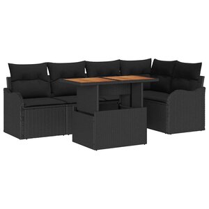 vidaXL Ensemble de canapé de jardin 6 Pièces Noir 100 x 55 x 73 cm