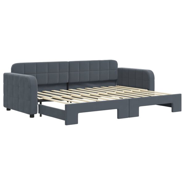 vidaXL Lit de jour avec gigogne sans matelas gris foncé 80x200 cm