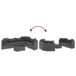 vidaXL Salon de jardin avec coussins 7 Pièces gris résine tressée