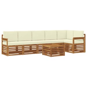 vidaXL Ensemble de canapés d'extérieur 7 pc Naturel et Crème Polyester