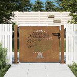 vidaXL Portail de jardin 105x80 cm acier corten conception de l'arbre