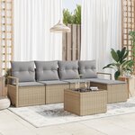 Ensemble de canapé de jardin 6 pièces vidaXL avec coussins en poly rotin noir