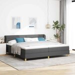 vidaXL Lit à ressorts avec matelas Gris foncé 200 x 200 cm tissu