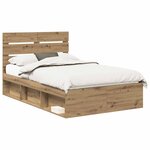 vidaXL Cadre de lit Chêne artisan 120 x 190 cm Bois de pin massif