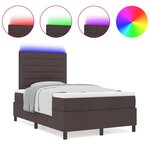 vidaXL Lit à ressorts avec matelas et lumière LED - Marron foncé  120x200 cm en tissu