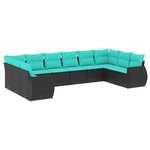 vidaXL Salon de jardin 10 Pièces avec coussins noir résine tressée