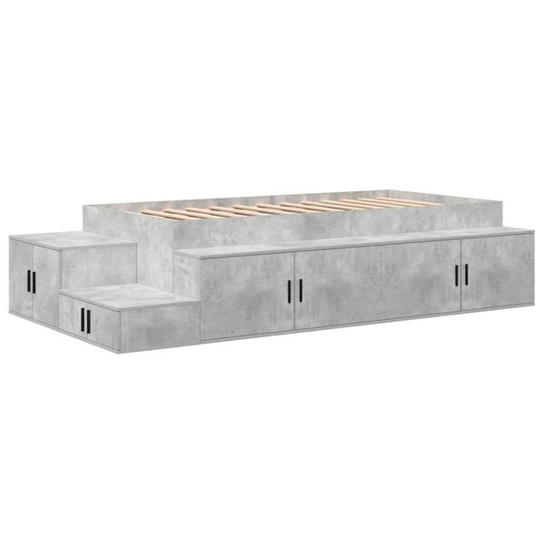 vidaXL Cadre de lit avec rangement Gris béton 75 cm Bois d'ingénierie