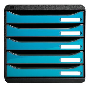 Module De Classement Big Box Plus 5 Tiroirs Iderama - Turquoise Brillant - Exacompta