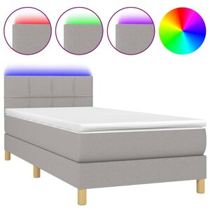 vidaXL Sommier à lattes de lit matelas LED Gris clair 100x200 cm Tissu