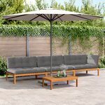 vidaXL Salon palette de jardin avec coussins 4Pièces bois d'acacia massif