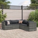 vidaXL Salon de jardin 5 Pièces avec coussins Gris Résine tressée