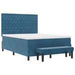 vidaXL Lit à Sommier avec Matelas & Banc Bleu Foncé 140x190 cm Velours
