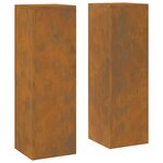 vidaXL Supports pour plantes 2 Pièces Rouillé 24 x 24 x 75 cm