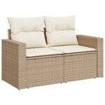 vidaXL Salon de jardin avec coussins 7 Pièces beige résine tressée