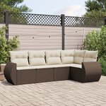 vidaXL Salon de jardin avec coussins 5 Pièces marron résine tressée