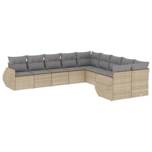 vidaXL Salon de jardin avec coussins 10 Pièces beige résine tressée