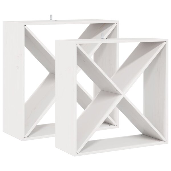 vidaXL Étagère à vin 2 Pièces Blanc 62 x 25 x 62 cm Pin massif