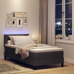 vidaXL Lit à ressorts avec matelas Marron foncé 90 x 200 cm tissu
