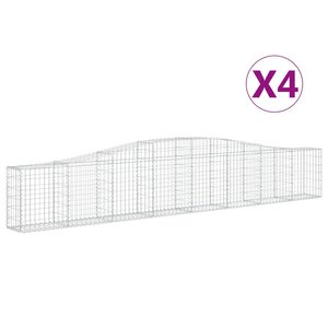 vidaXL Paniers à gabions arqués 4 Pièces 400x30x60/80 cm Fer galvanisé