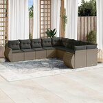 vidaXL Salon de jardin avec coussins 10 Pièces gris clair résine tressée