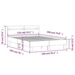 vidaXL Cadre de lit avec tête de lit et LED chêne sonoma 135x190 cm