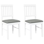 vidaXL Chaises à manger coussins 2 Pièces blanc bois massif caoutchouc