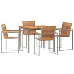 vidaXL Ensemble de salle à manger pour jardin 5 Pièces Marron