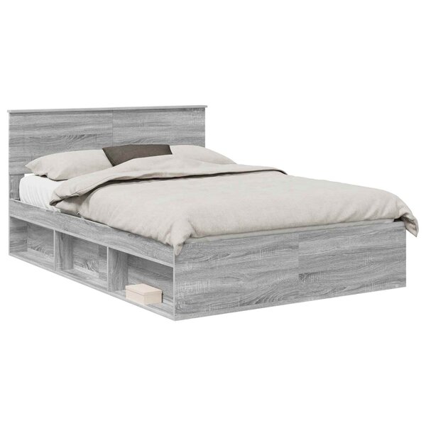 vidaXL Cadre de lit Gris Sonoma 140 x 190 cm Bois d'ingénierie