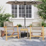 vidaXL Ensemble de bistro 3 Pièces beige résine tressée et bois d'acacia