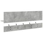 vidaXL Porte-manteau mural avec étagère avec stockage Gris béton 90 x 15 x 36 cm
