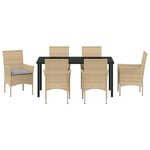 vidaXL Ensemble de salle à manger pour jardin 7 Pièces Beige Poly rotin