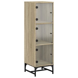 vidaXL Buffet avec portes en verre chêne sonoma 35x37x120 cm
