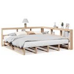 vidaXL Lit bibliothèque sans matelas 200x200 cm bois massif de pin