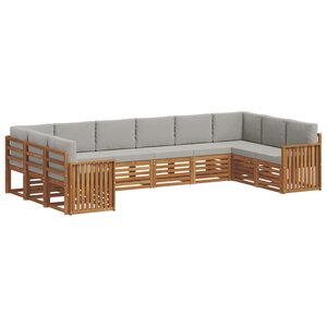 vidaXL Ensemble de canapés d'extérieur 10 pc Gris Naturel et Clair