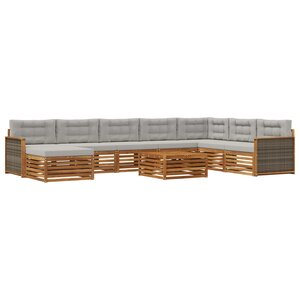 vidaXL Ensemble de canapés d'extérieur 9 pc Naturel et gris clair