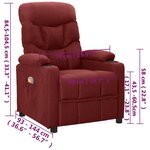 vidaXL Fauteuil de massage Rouge bordeaux Tissu