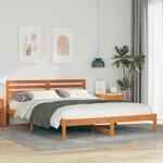 vidaXL Cadre de lit Marron cire 160 x 210 cm Bois massif en pin